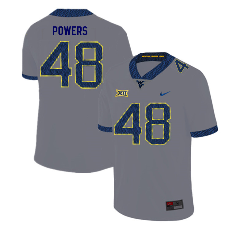 Men #48 Mike Powers West Virginia Mountaineers College Football Jerseys Sale-Gray